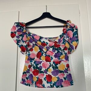 Floral Puff Sleeve Top SHEIN